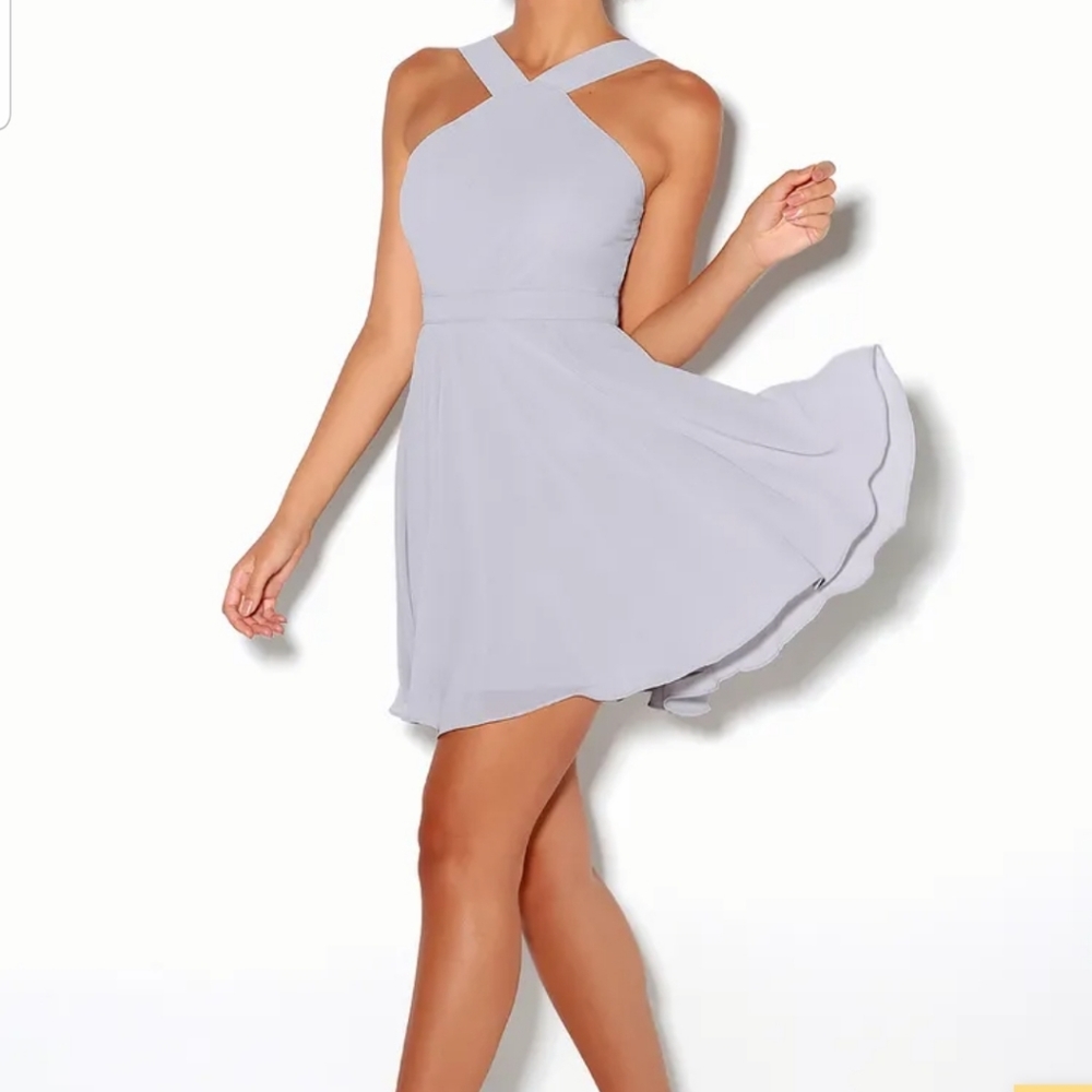 Gray formal skater dress